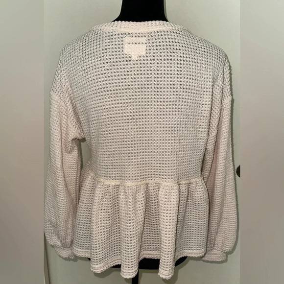 Blu Pepper Women’s Peplum Waffle Knit Long Sleeve Top Size S - Picture 5 of 6